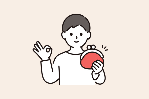 財布を持ってOKサインを出す男性のイラスト