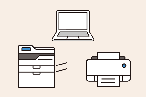 ノートパソコン、複合機、プリンターのイラスト